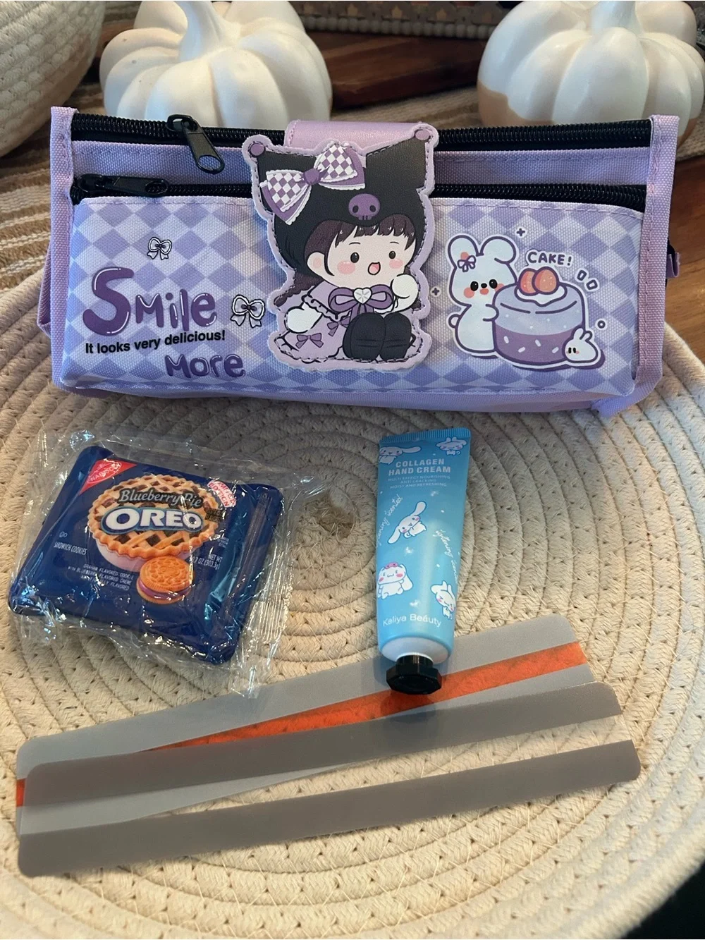 Kids Lavender Pencil Pouch with Cute Character Design